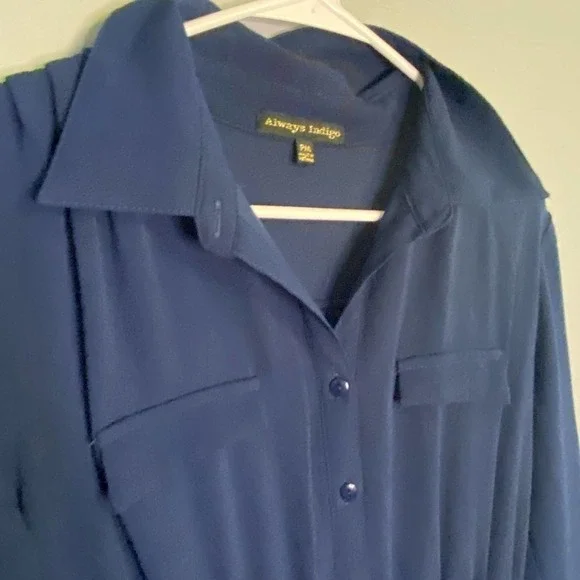 Always Indigo Navy Blue Shirt Dress PM - Picture 3 of 6